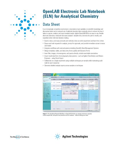 Agilent OpenLAB Electronic Lab Notebook Data Sheet - cover page