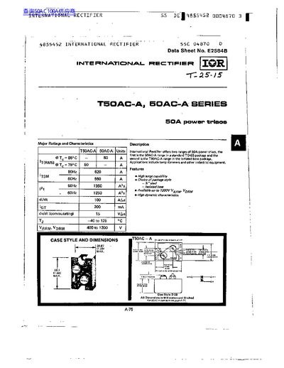IOR T50AC-A 50AC-A SERIES  - cover page