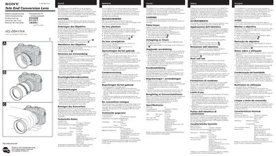 Sony VCL-DEH17VA Teleconverter User Manual - cover page