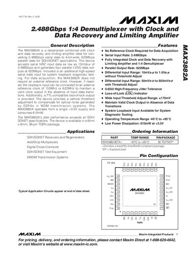 Maxim MAX3882A Datasheet - cover page