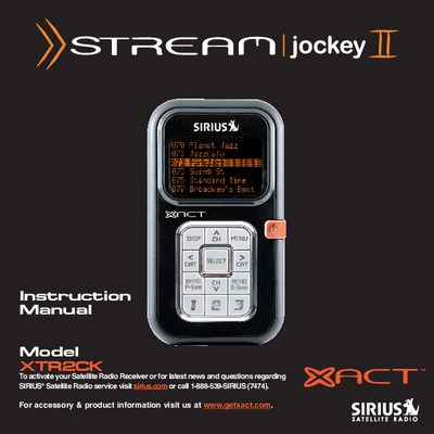 XACT XTR2CK Satellite Radio Receiver Instruction Manual - cover page