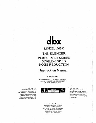 dbx 563X Single-Ended Noise Reduction Instruction Manual - cover page
