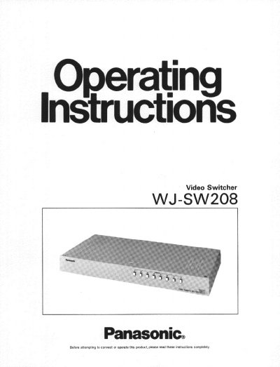 Panasonic WJ-SW208 Video Switcher Operating Instructions - cover page