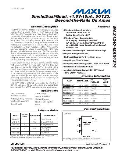 Maxim MAX4240–MAX4244 Datasheet - cover page