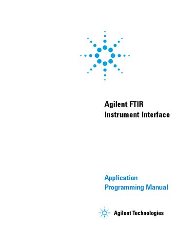 Agilent FTIR Instrument Interface Application Programming Manual - cover page