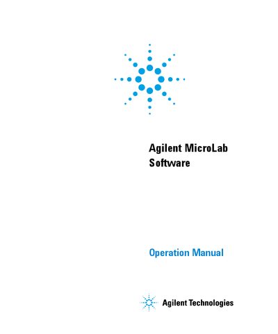 Agilent MicroLab Software Operation Manual - cover page