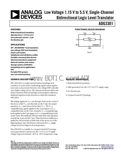 Analog Devices ADG3301 Datasheet - cover page