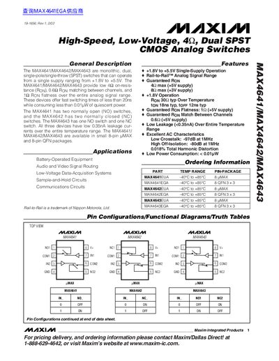 MAXIM MAX4641/MAX4642/MAX4643 Datasheet