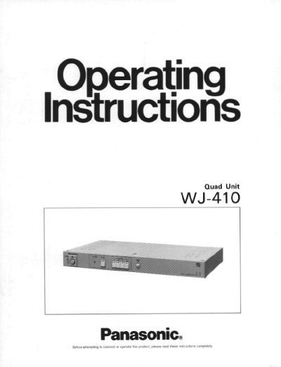 Panasonic WJ-410 Quad Unit User Manual - cover page