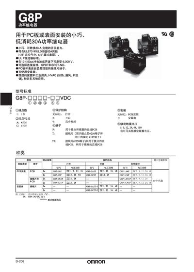 Omron G8P Power Relay Manual - cover page