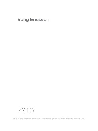 Sony Ericsson Z310i User Guide - cover page