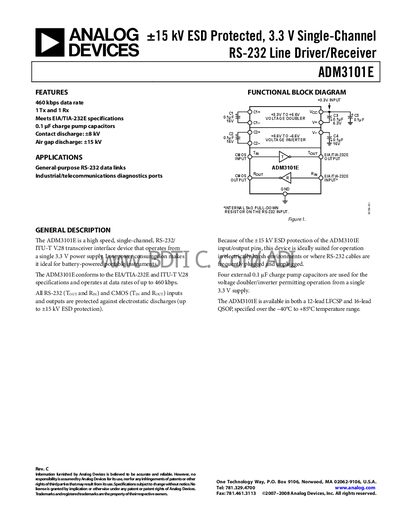 Analog Devices ADM3101E Handbook - cover page