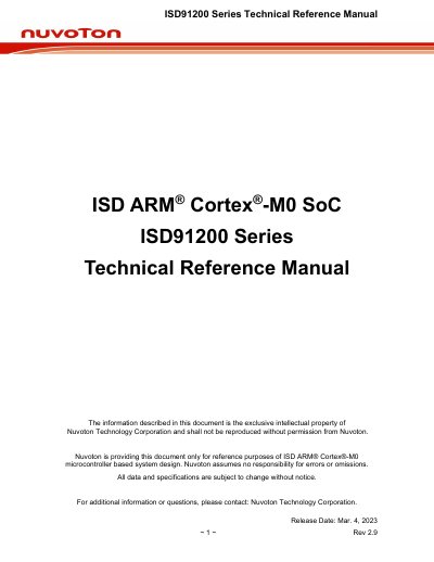 Nuvoton ISD91200 Series Technical Reference Manual - cover page