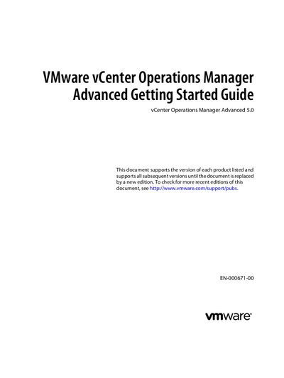 VMware vCenter Operations Manager Advanced 5.0 Getting Started Guide - cover page