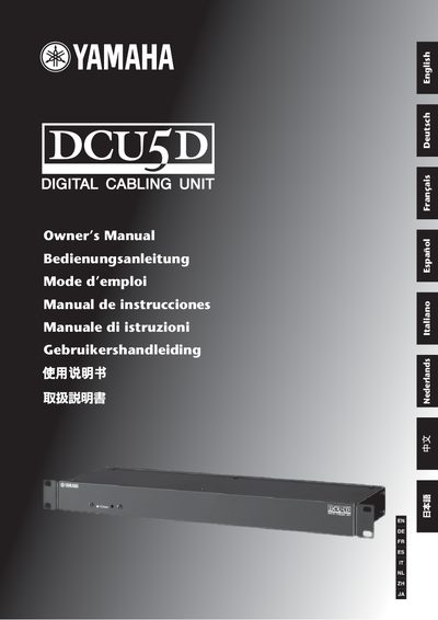 YAMAHA DCU5D Tuning table Manual - cover page