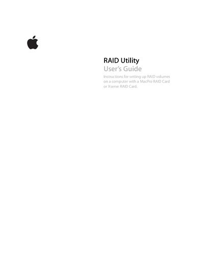 Apple RAID Utility User Guide - cover page