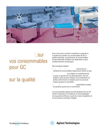Agilent GC Consumables Bulk Supply Brochure - cover page