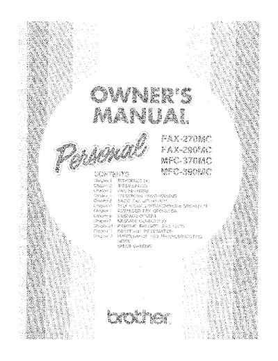 Brother FAX-270MC/290MC/MFC-370MC/MFC-390MC Owner's Manual - cover page
