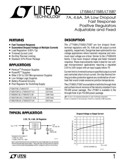 Linear Technology LT1584/LT1585/LT1587 Datasheet - cover page