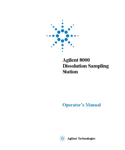 Agilent 8000 Dissolution Sampling Station Operator s Manual - cover page