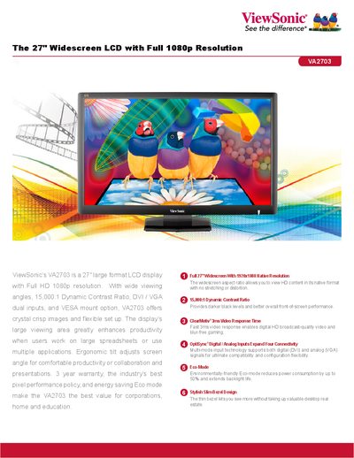 ViewSonic VA2703 Monitor User Manual - cover page