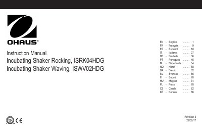 OHAUS ISRKO4HDG/ISWVO02HDG Incubating Shaker Instruction Manual - cover page