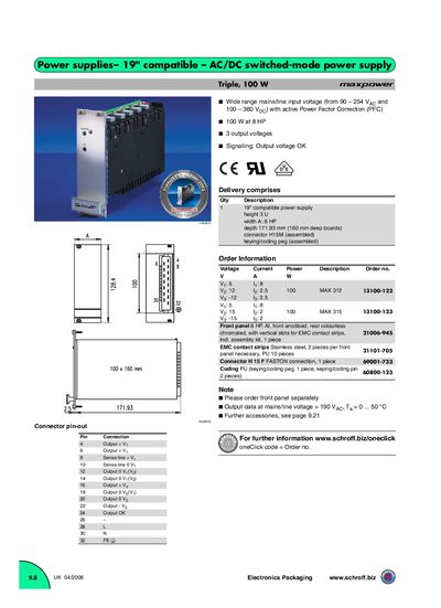 SCHROFF 19" compatible AC/DC switched-mode power supply User Manual - cover page