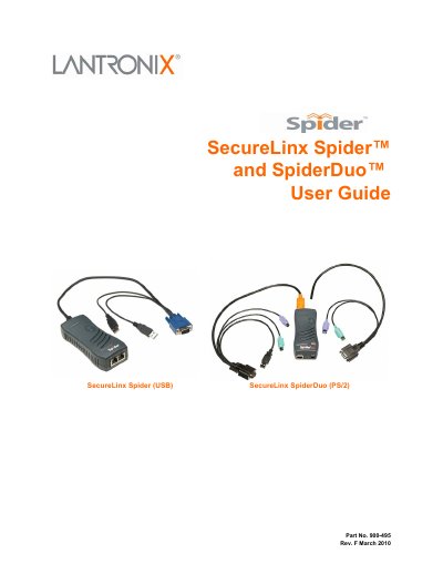 SecureLinx Spider/SpiderDuo User Guide - cover page