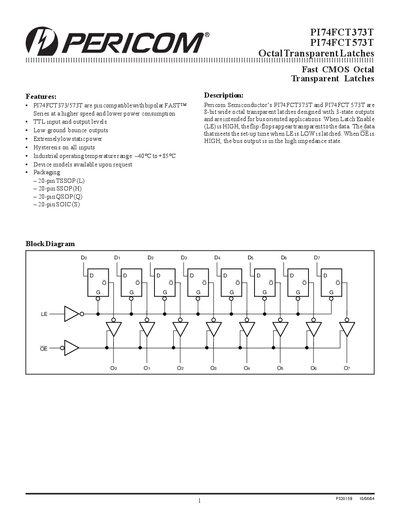 PERICOM P174FCT373T P174FCT573T handbook - cover page