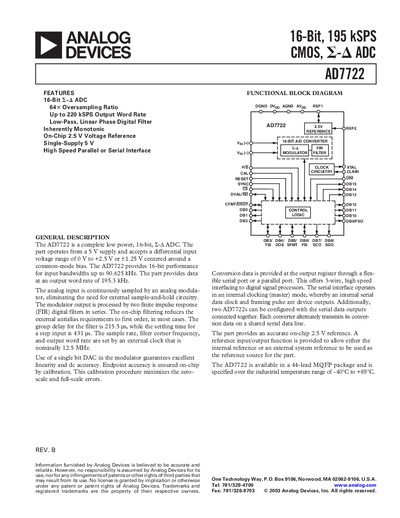 Analog Devices AD7722 Datasheet
