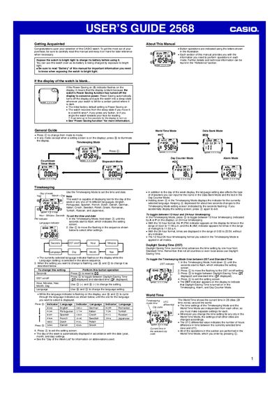 Casio 2568 User Manual - cover page