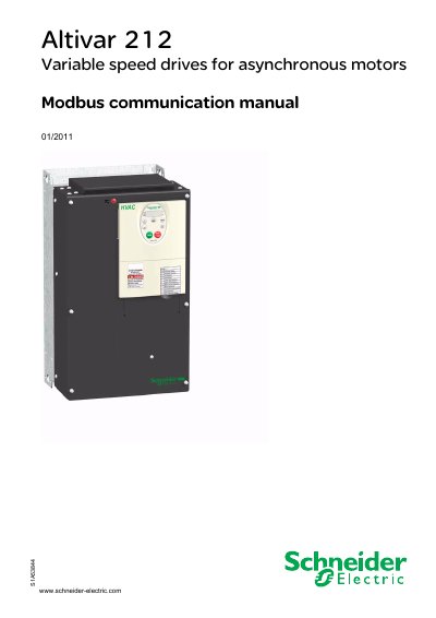 Schneider Altivar 212 Modbus Communication Manual - cover page