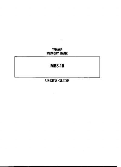 Yamaha MBS-10 Memory Bank User's Guide - cover page