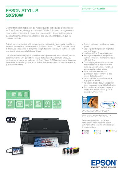 Epson Stylus SX510W User Manual - cover page
