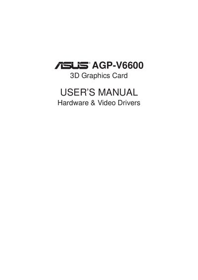 ASUS AGP-V6600 User Manual - cover page