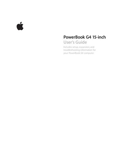 Apple PowerBook G4 15-inch User Guide - cover page