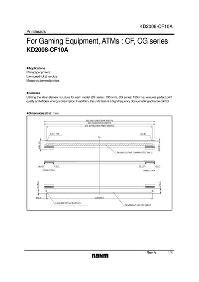 Rohm KD2008-CF10A Printhead Datasheet - cover page