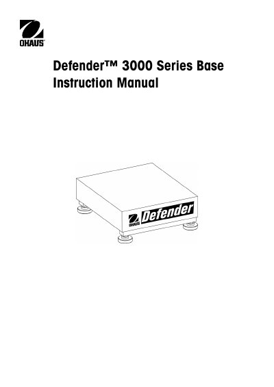 Ohaus Defender 3000 Series Base Instruction Manual - cover page
