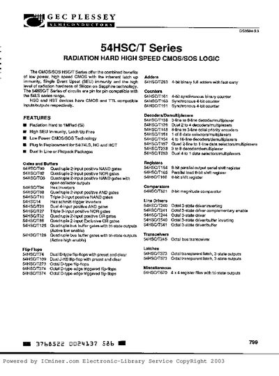 GEC Plessey 54HSC/T Series Datasheet - cover page