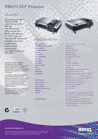 BenQ PB8253 DLP Projector User Manual