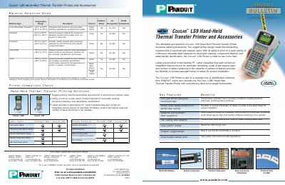 Panduit LS9 Hand-Held Thermal Transfer Printer Product Bulletin - cover page