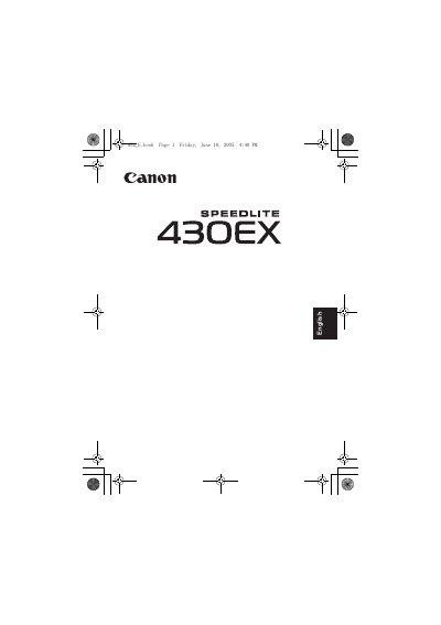Canon Speedlite 430EX User Manual - cover page