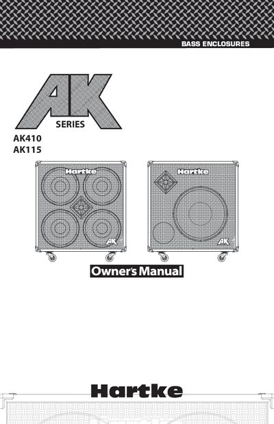 Hartke AK410/AK115 Bass Enclosure Owners Manual - cover page