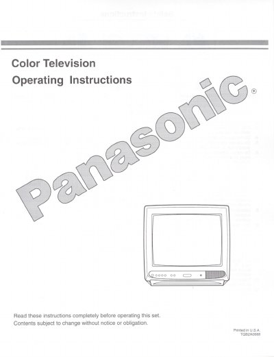 Panasonic CT-13R12T Color Television Operating Instructions - cover page