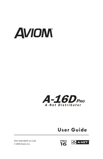 Aviom A-16D Pro A-Net Distributor User Guide - cover page