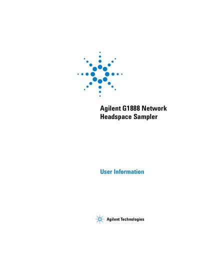 Agilent G1888 Network Headspace Sampler User Information