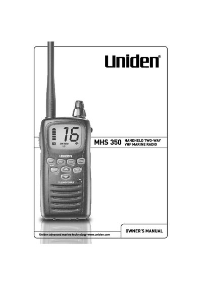 Uniden MHS350 Handheld VHF Marine Radio Owner's Manual - cover page