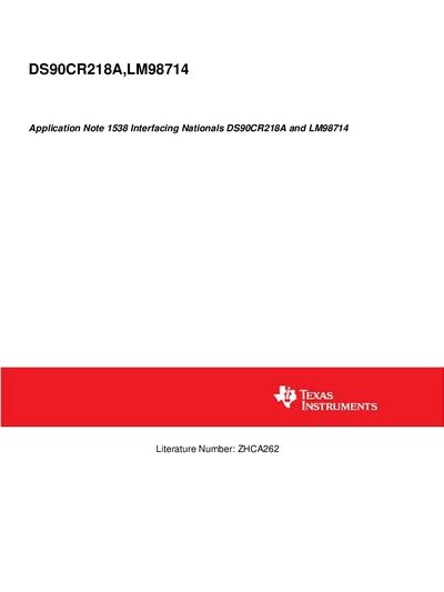 National Semiconductor DS90CR218A and LM98714 Application Note 1538