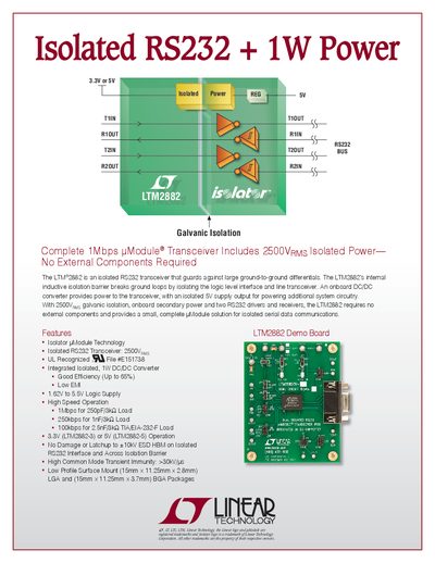 LINEAR 2PB_2882e Isolated RS232 + 1W Power - cover page