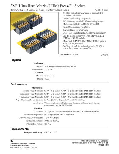 3M UHM Ultra Hard Metric Press-Fit Socket Product Leaflet - cover page